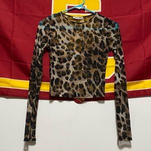 Mesh leopard top